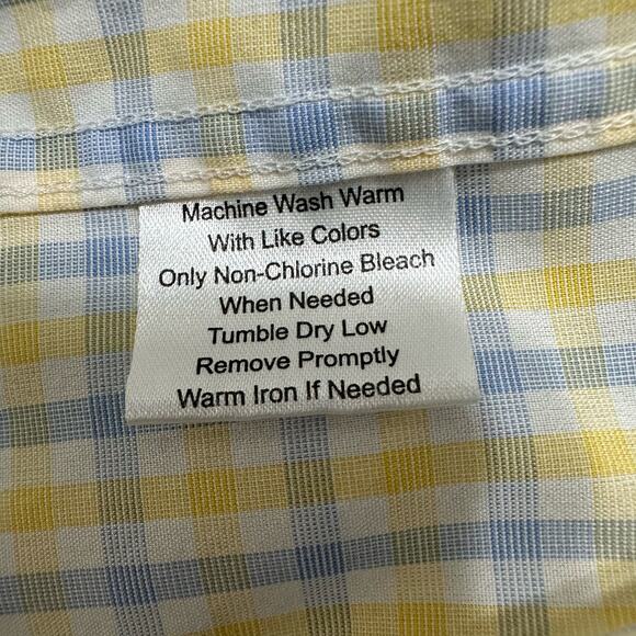 Pronto Uomo Classic Fit Dress Shirt Mens 22 34/35 Non Iron Button Up Yellow Blue - Picture 8 of 8